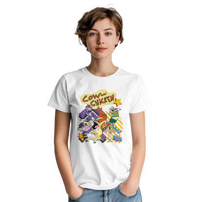 Cow and Chicken Retro Tv Show Unisex Graphic Tee